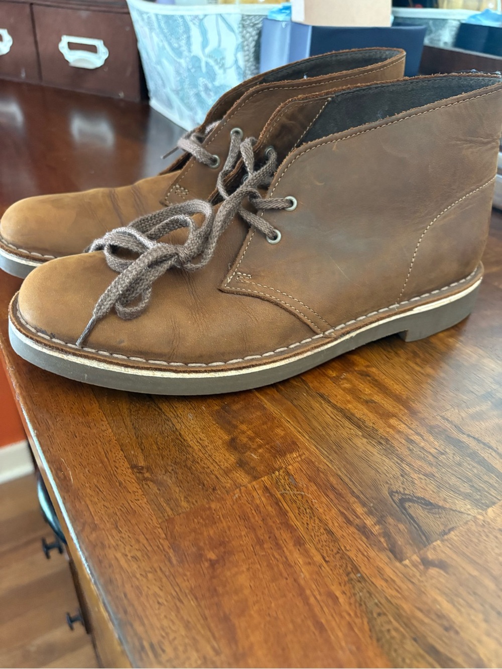 Clarks Originals Desert Beeswax Brown Leather Crepe Sole Chukka Boots Men's 8 M
